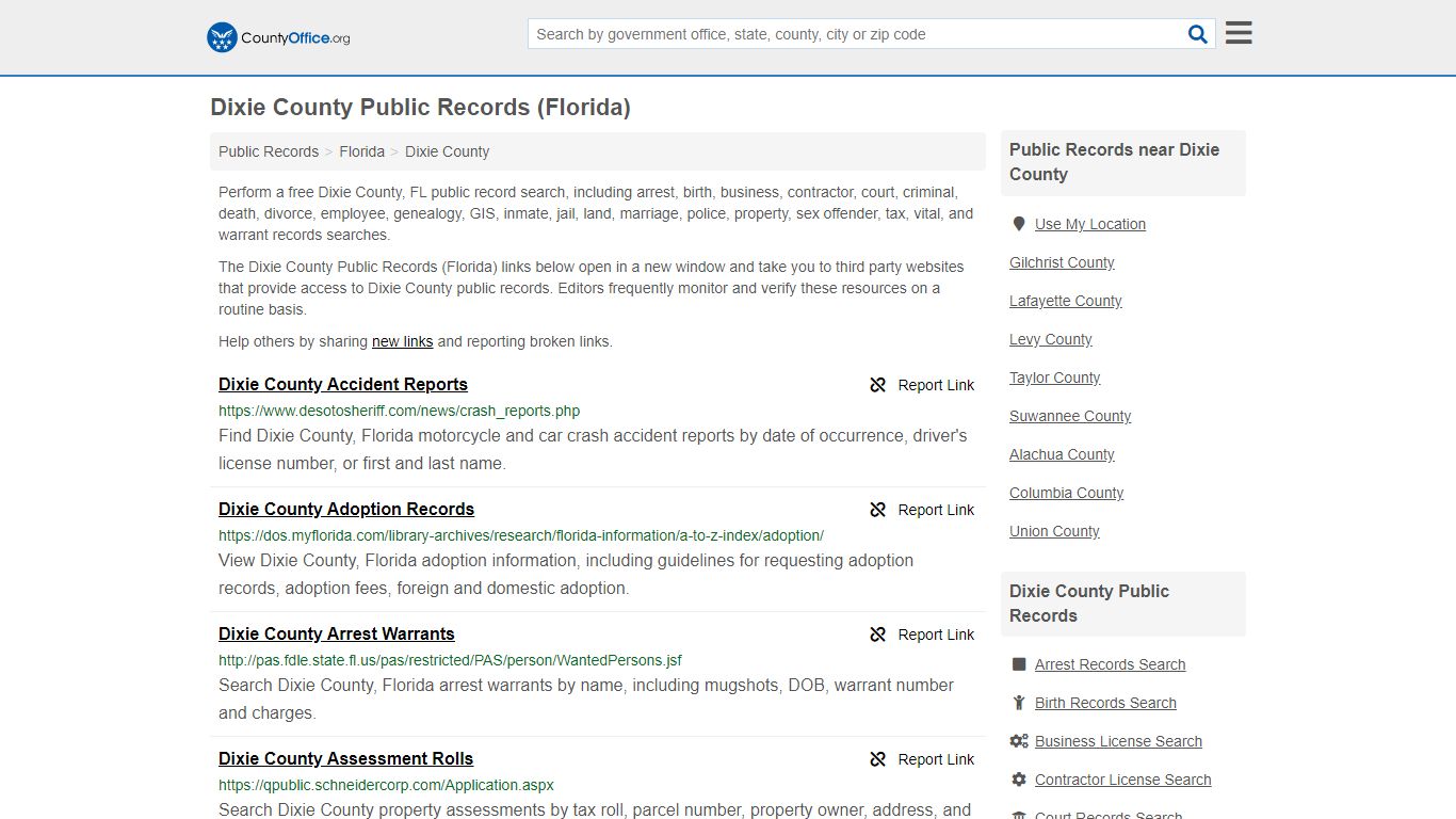 Public Records - Dixie County, FL (Business, Criminal, GIS ...