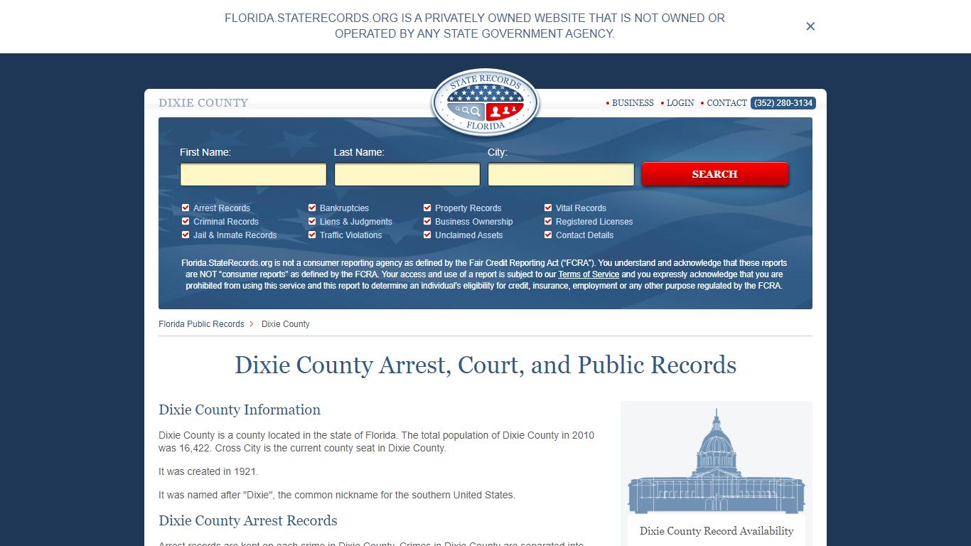 Dixie County Arrest, Court, and Public Records